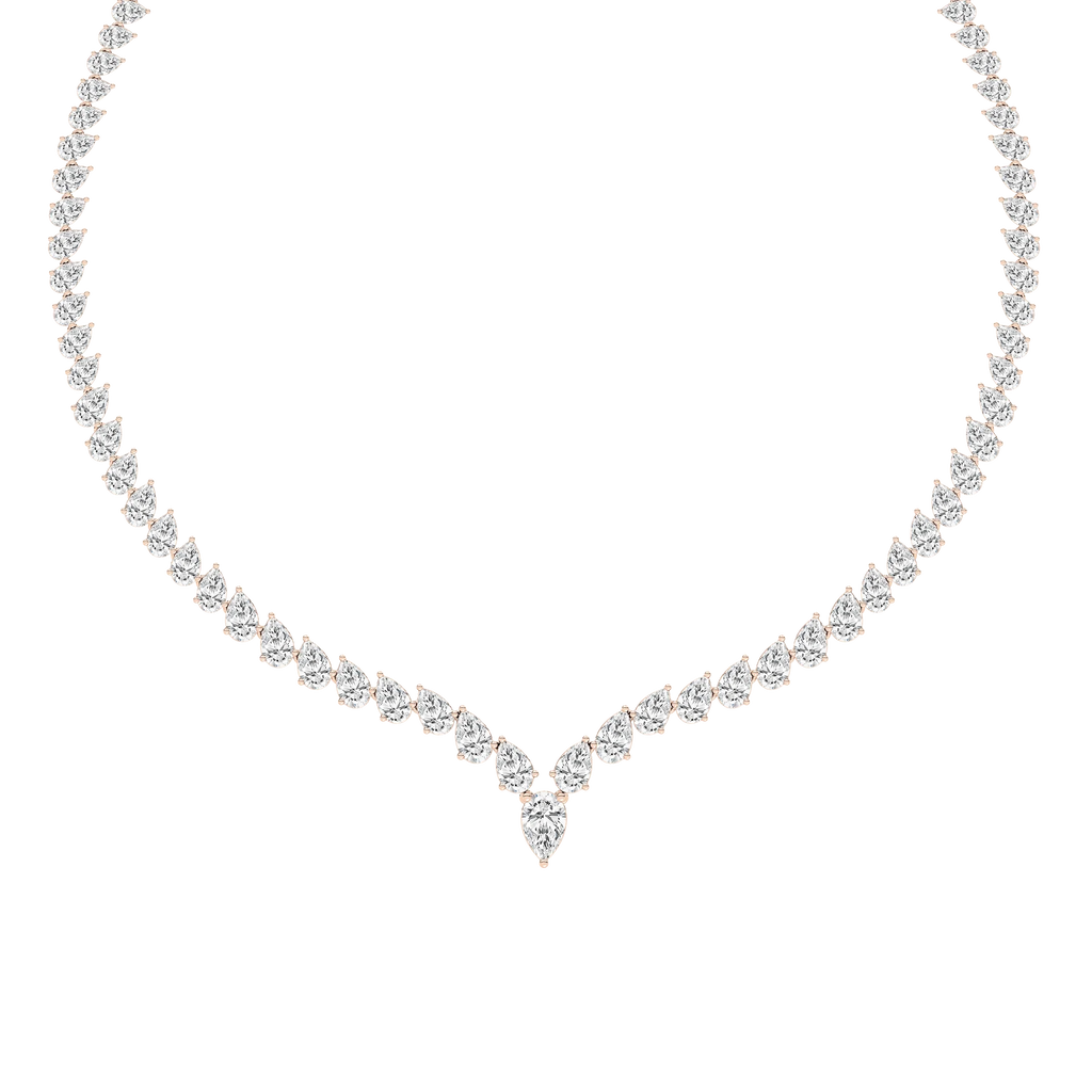 40 ctw Pear LGD Chevron Tennis Necklace - 18 Inches - Signature Collection