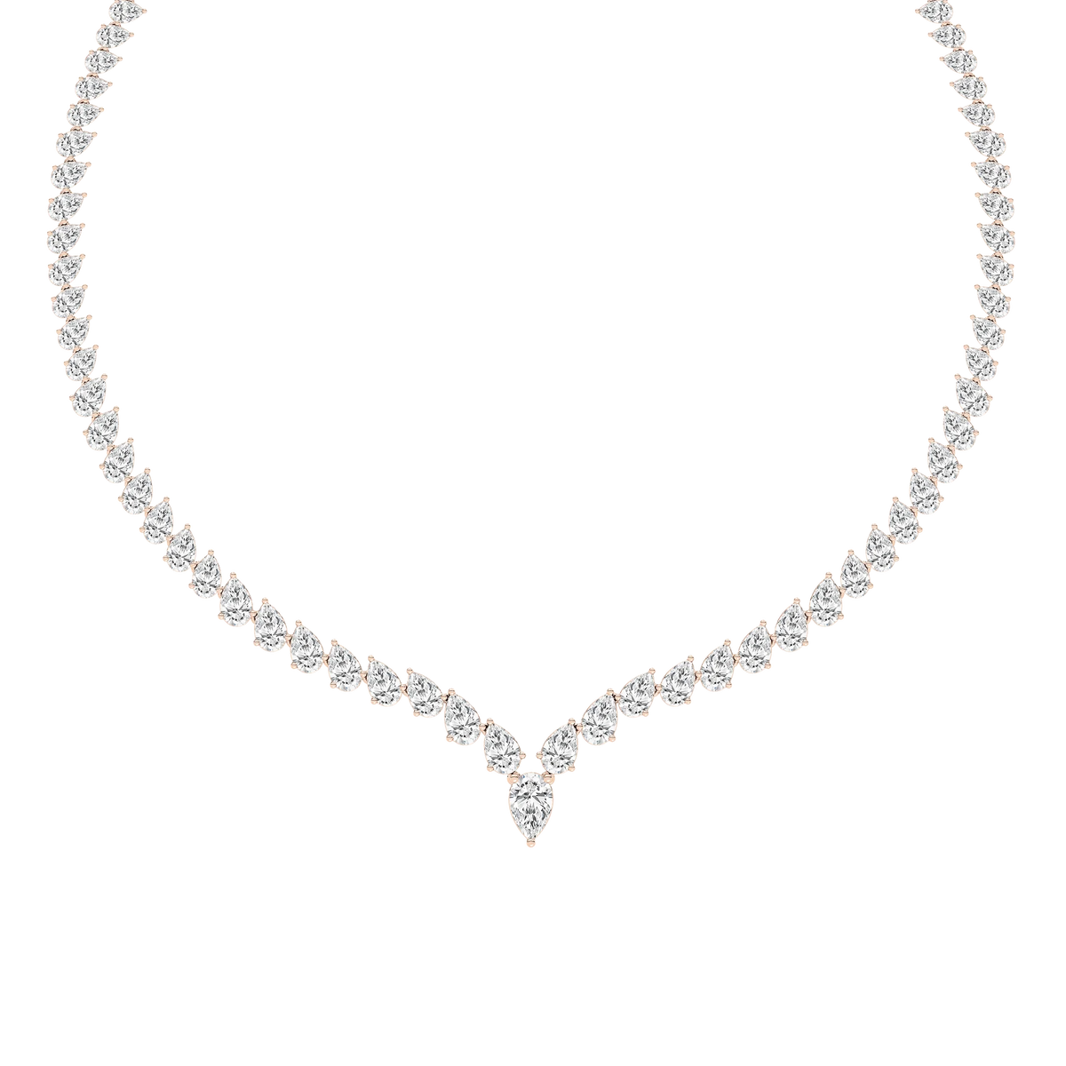 40 ctw Pear LGD Chevron Tennis Necklace - 18 Inches - Signature Collection