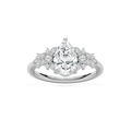 Amal 1 ²⁄₃ ctw LGD Floral Side Stone Engagement Ring - 14K White Gold / F-VS2