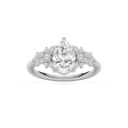 Amal 1 ²⁄₃ ctw LGD Floral Side Stone Engagement Ring - 14K White Gold / F-VS2