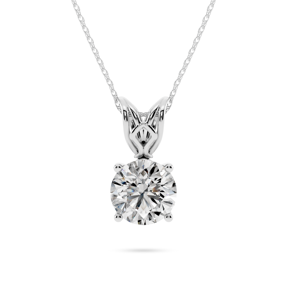 Round LGD Four Prong Basket Scroll Pendant – 18 Inches