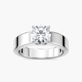 Penny LGD Wide Band Solitaire Engagement Ring - 14K White Gold