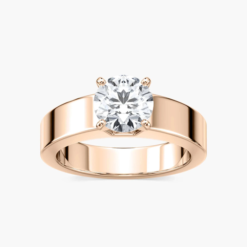Penny LGD Wide Band Solitaire Engagement Ring - 14K Rose Gold