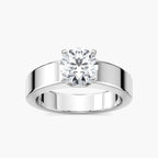 Penny LGD Wide Band Solitaire Engagement Ring - 18K White Gold