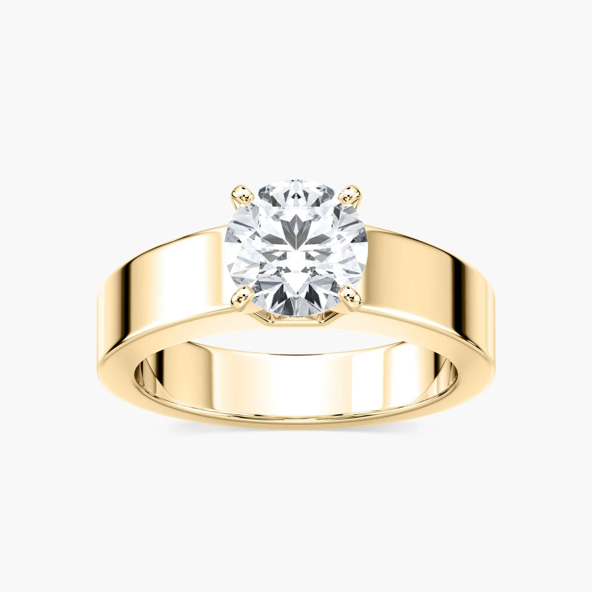 Penny LGD Wide Band Solitaire Engagement Ring - 18K Yellow Gold