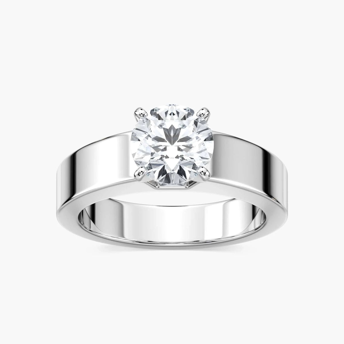 Penny LGD Wide Band Solitaire Engagement Ring - Platinum