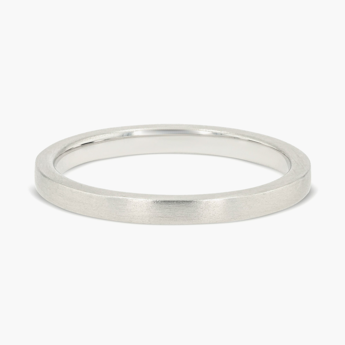 Inez 2.00mm Flat Plain Metal Band - 14K White Gold / Satin