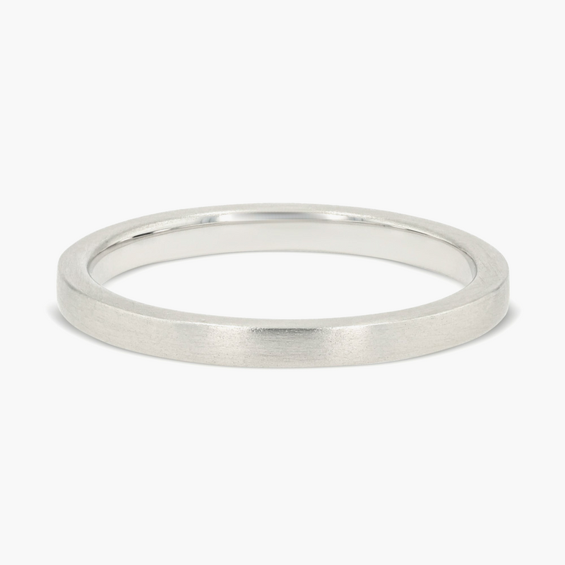Inez 2.00mm Flat Plain Metal Band - 14K White Gold / Satin