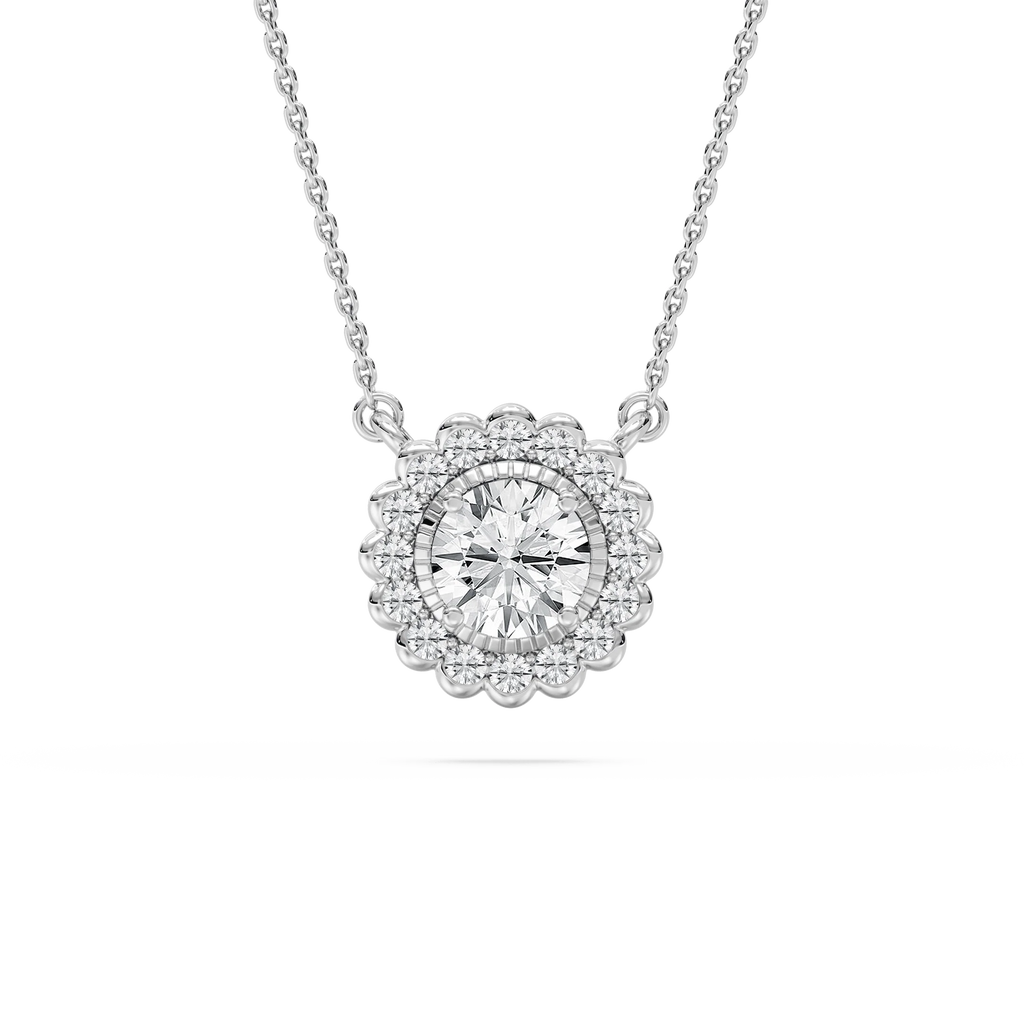 1 ctw Round LGD Miracle Halo Pendant - 18 Inches