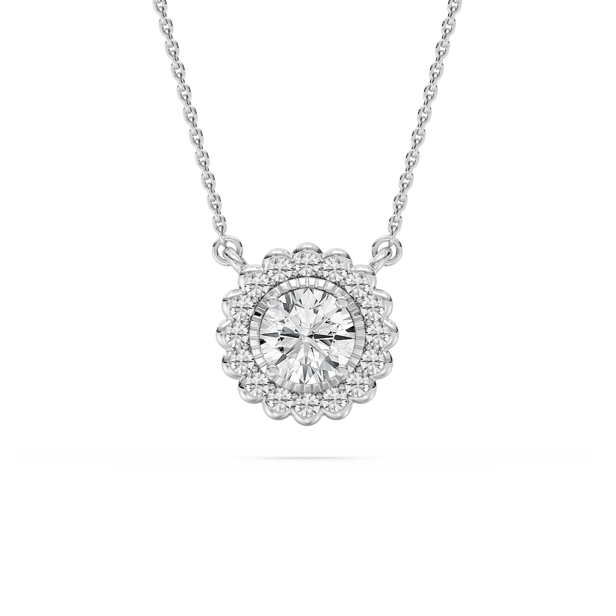 1 ctw Round LGD Miracle Halo Pendant - 18 Inches