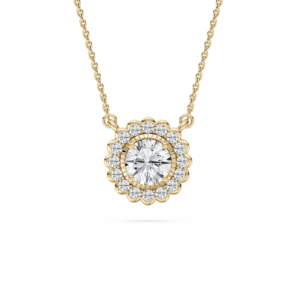 1 ctw Round LGD Miracle Halo Pendant - 18 Inches