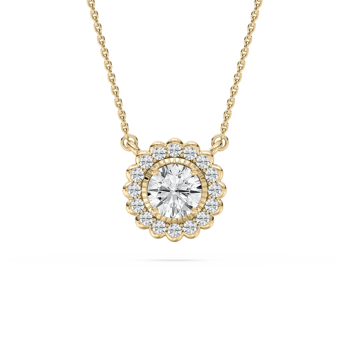 1 ctw Round LGD Miracle Halo Pendant - 18 Inches