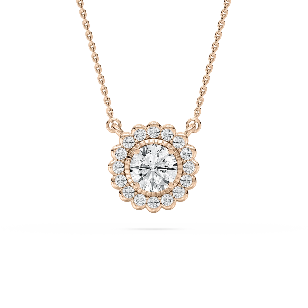 1 ctw Round LGD Miracle Halo Pendant - 18 Inches