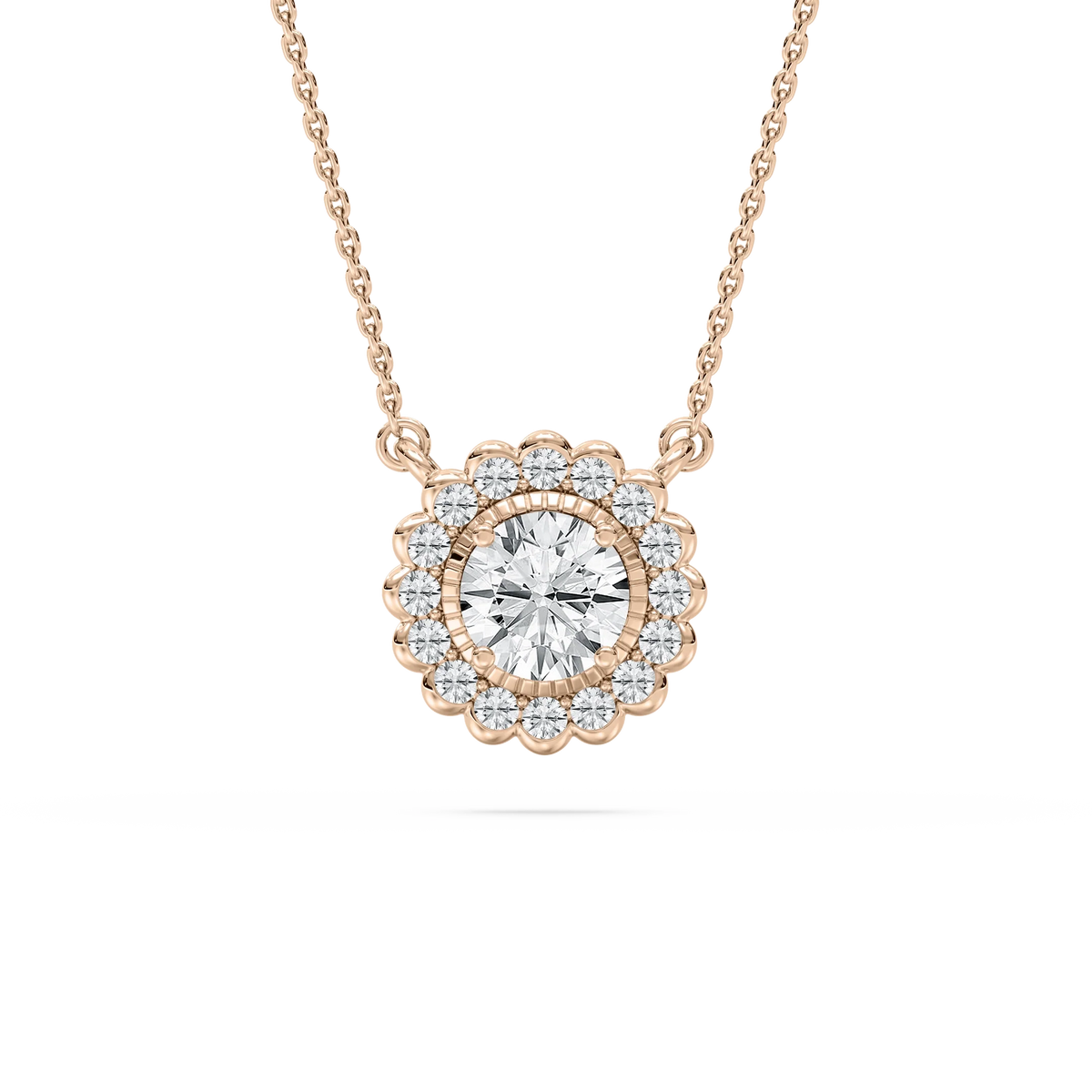 1 ctw Round LGD Miracle Halo Pendant - 18 Inches