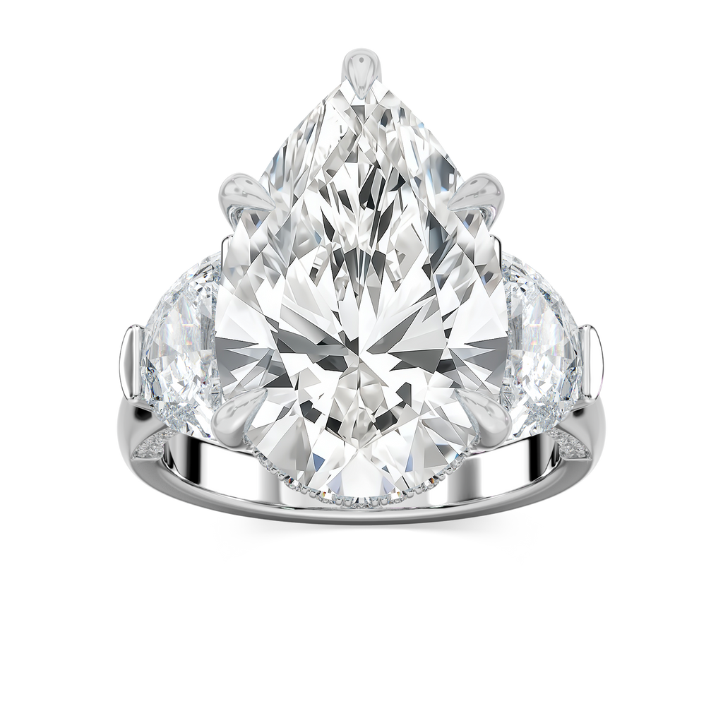 Poppy 13 ½ ctw Pear LGD Hidden Halo Engagement Ring - Signature Collection - 14K White Gold