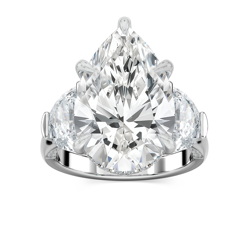 Poppy 13 ½ ctw Pear LGD Hidden Halo Engagement Ring - Signature Collection - 14K White Gold