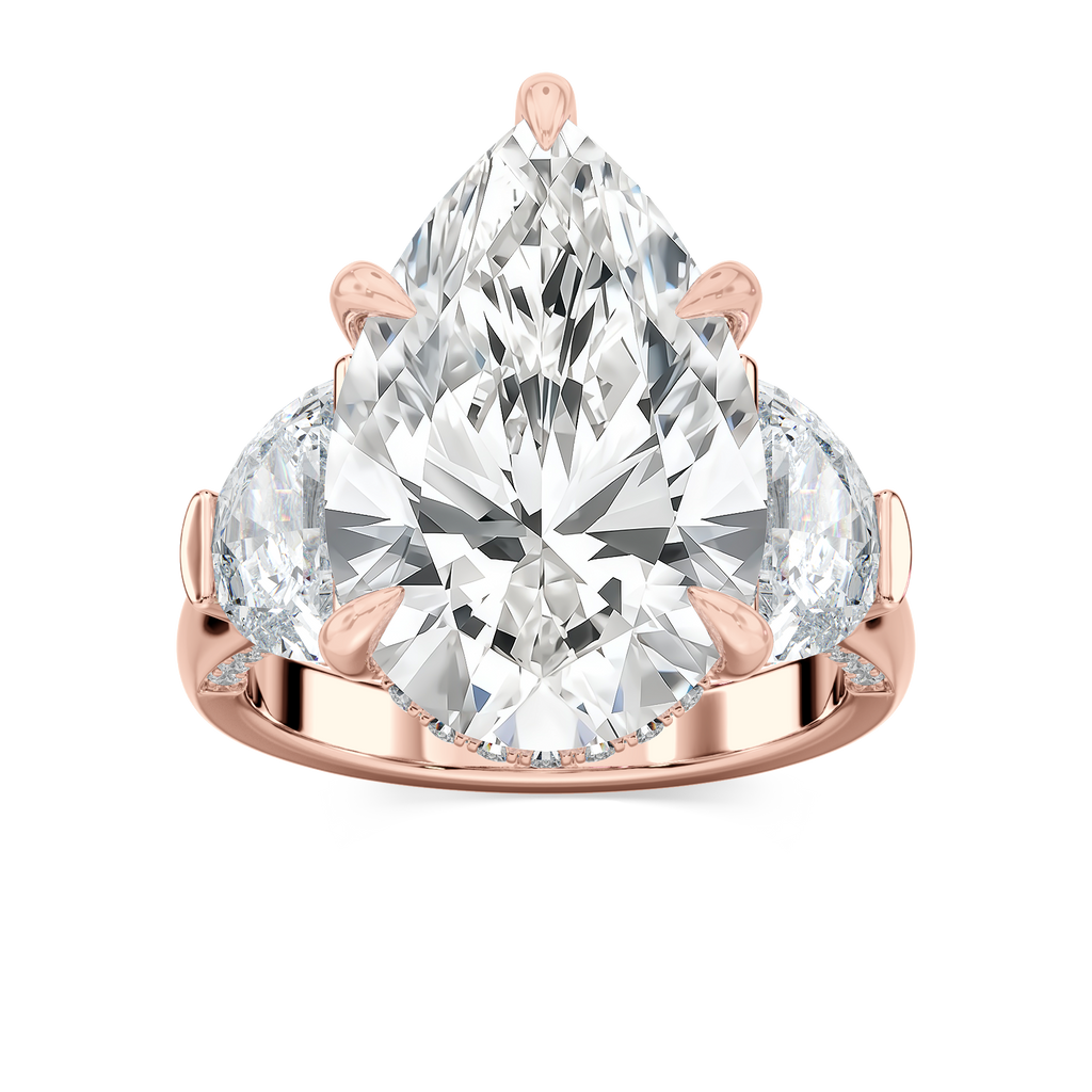 Poppy 13 ½ ctw Pear LGD Hidden Halo Engagement Ring - Signature Collection - 14K Rose Gold
