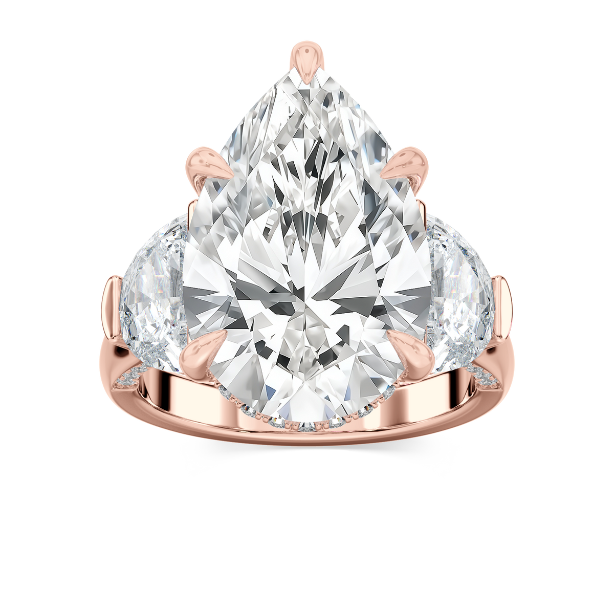Poppy 13 ½ ctw Pear LGD Hidden Halo Engagement Ring - Signature Collection - 14K Rose Gold