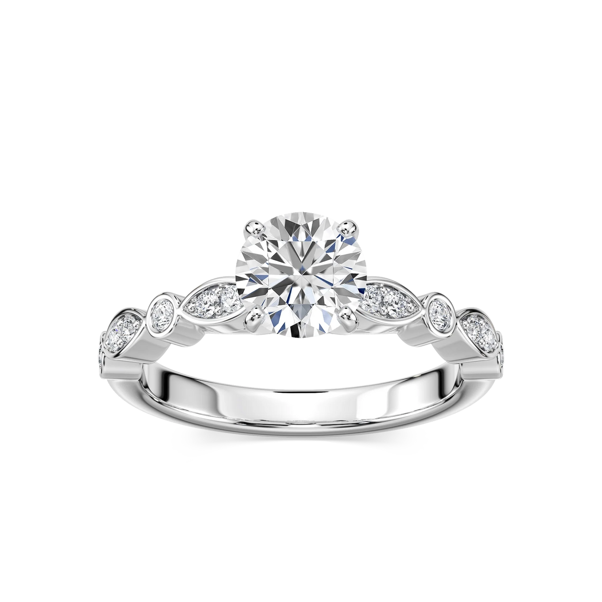 Precious LGD Side Stone Engagement Ring - Platinum