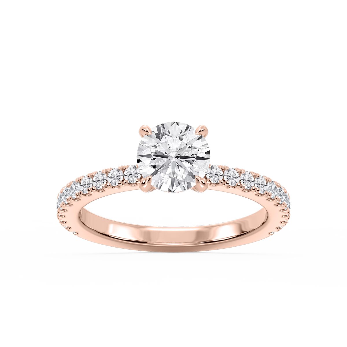 Presley Round LGD Claw Prong Hidden Halo Engagement Ring - 14K White Gold / 1 ct / F-VS2