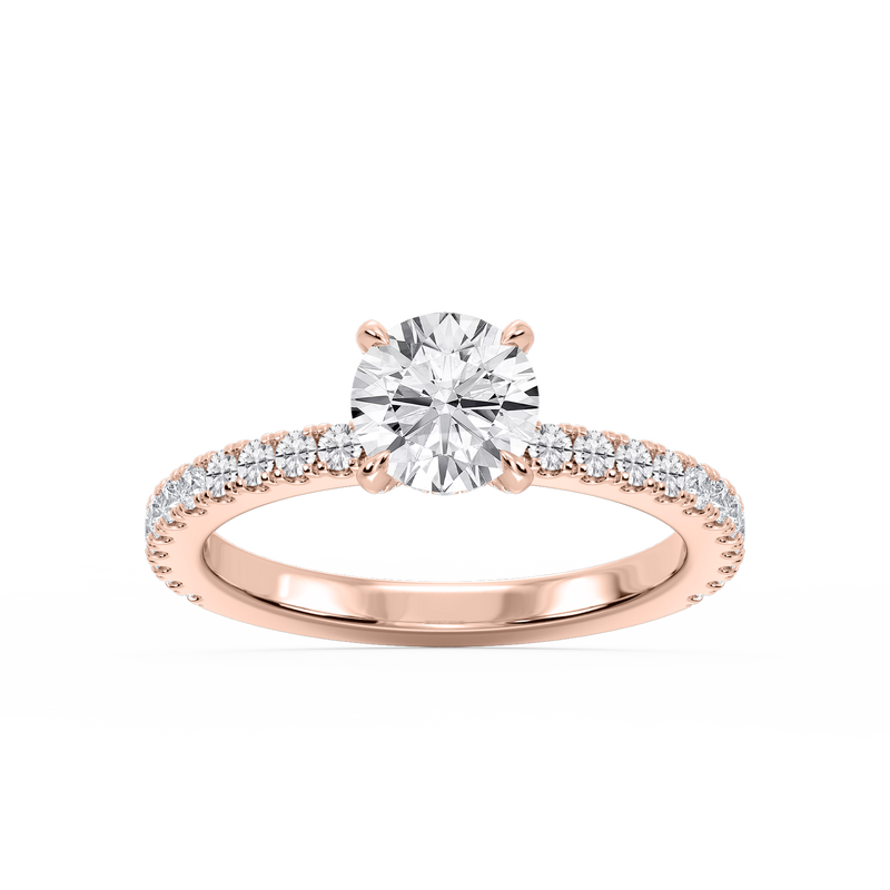 Presley Round LGD Claw Prong Hidden Halo Engagement Ring - 14K White Gold / 1 ct / F-VS2
