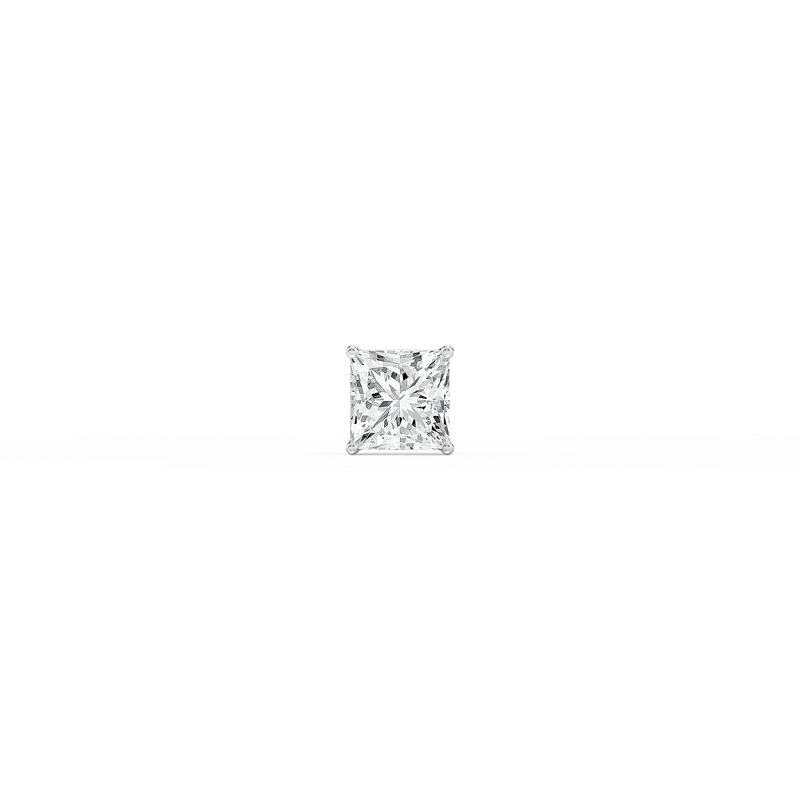 Princess LGD 4-Prong Basket Single Stud Earring - 14K White Gold / 1 ct