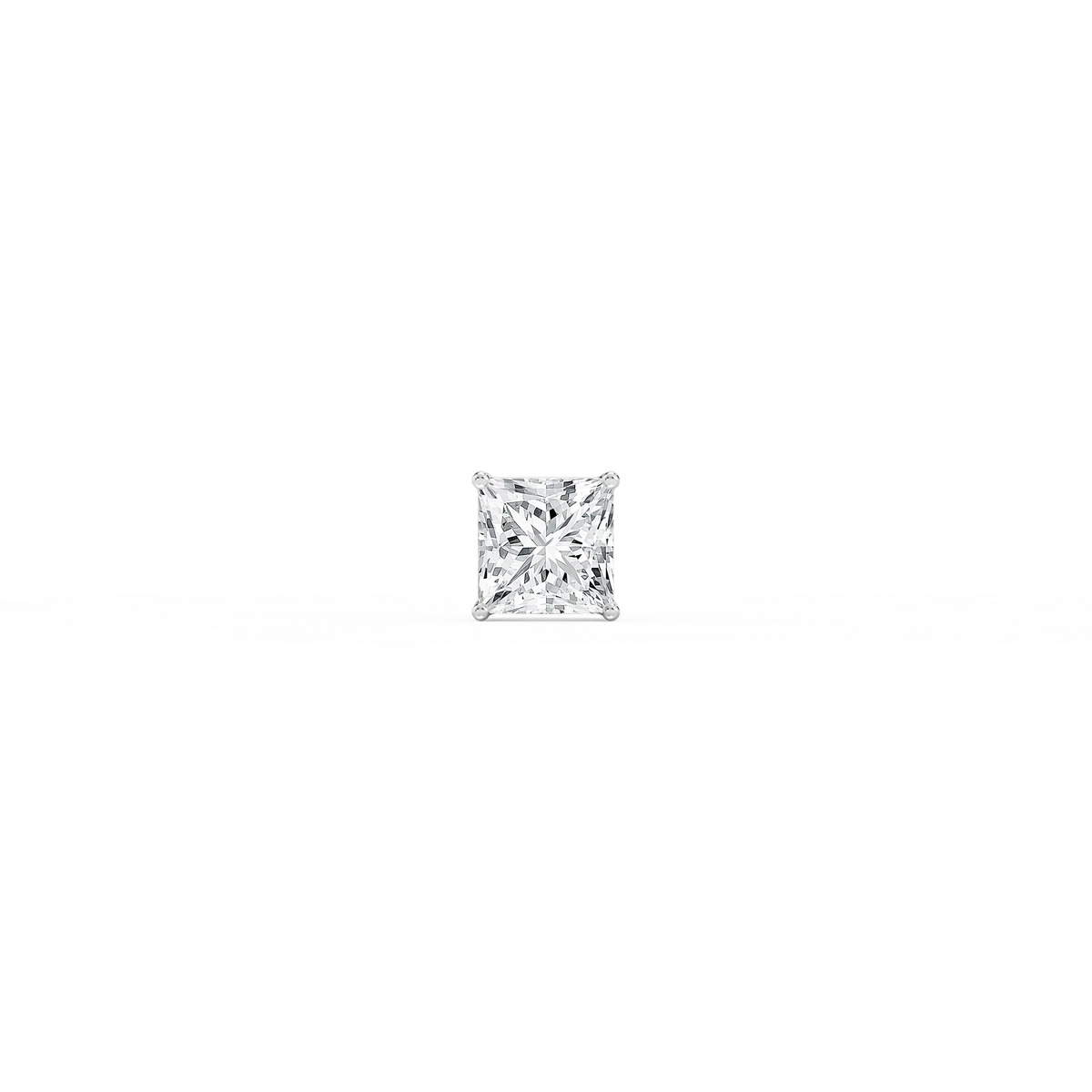 Princess LGD 4-Prong Basket Single Stud Earring - 14K White Gold / 4 ct