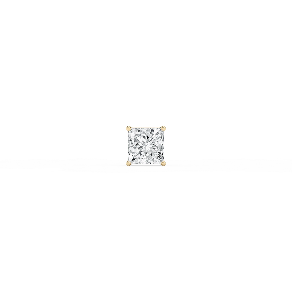 Princess LGD 4-Prong Basket Single Stud Earring - 14K Yellow Gold / 4 ct