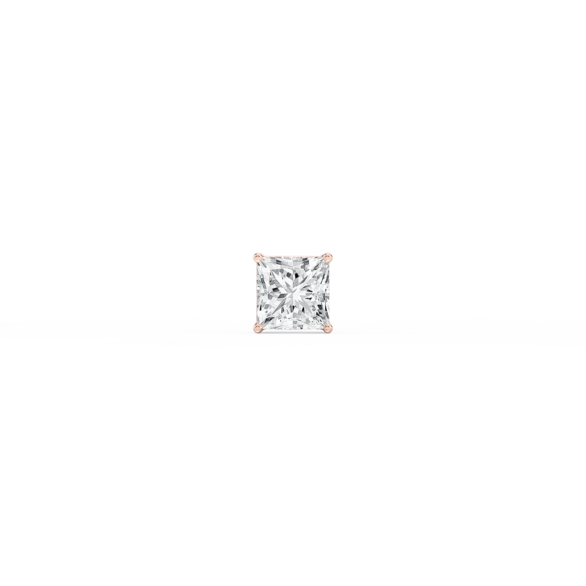 Princess LGD 4-Prong Basket Single Stud Earring - 14K Rose Gold / 1 ct