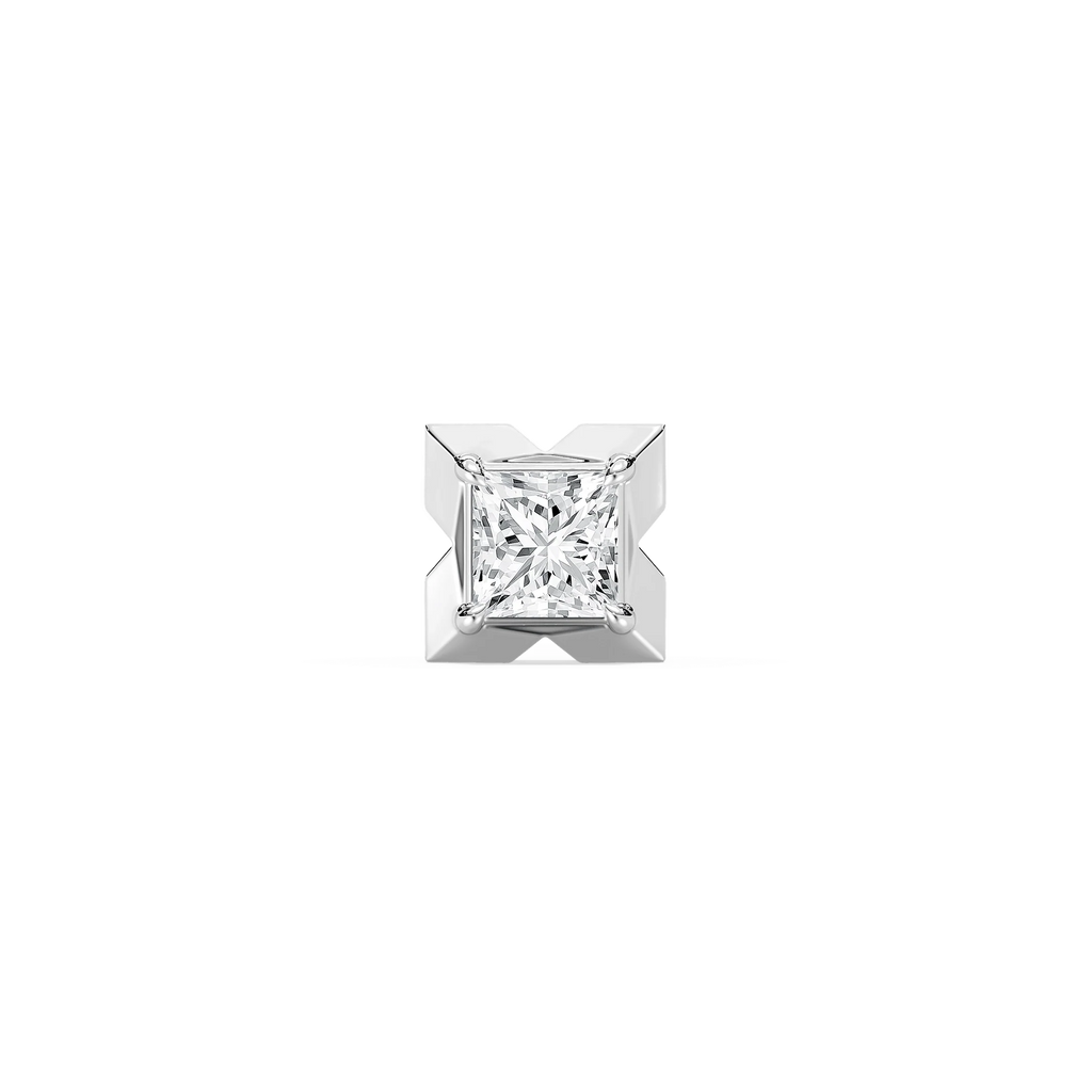 Princess LGD X-Prong Single Stud Earring - 18K White Gold / 5 ctw