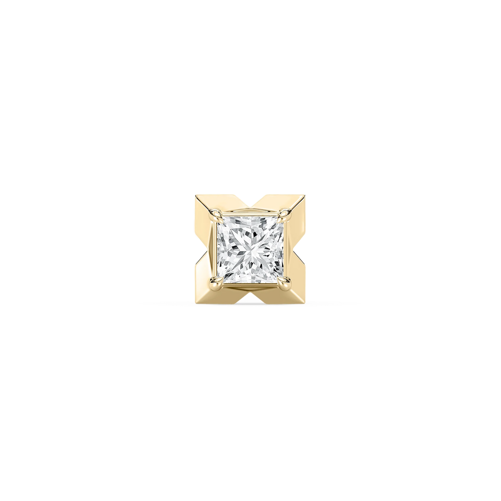 Princess LGD X-Prong Single Stud Earring - 18K Yellow Gold / 2 ctw