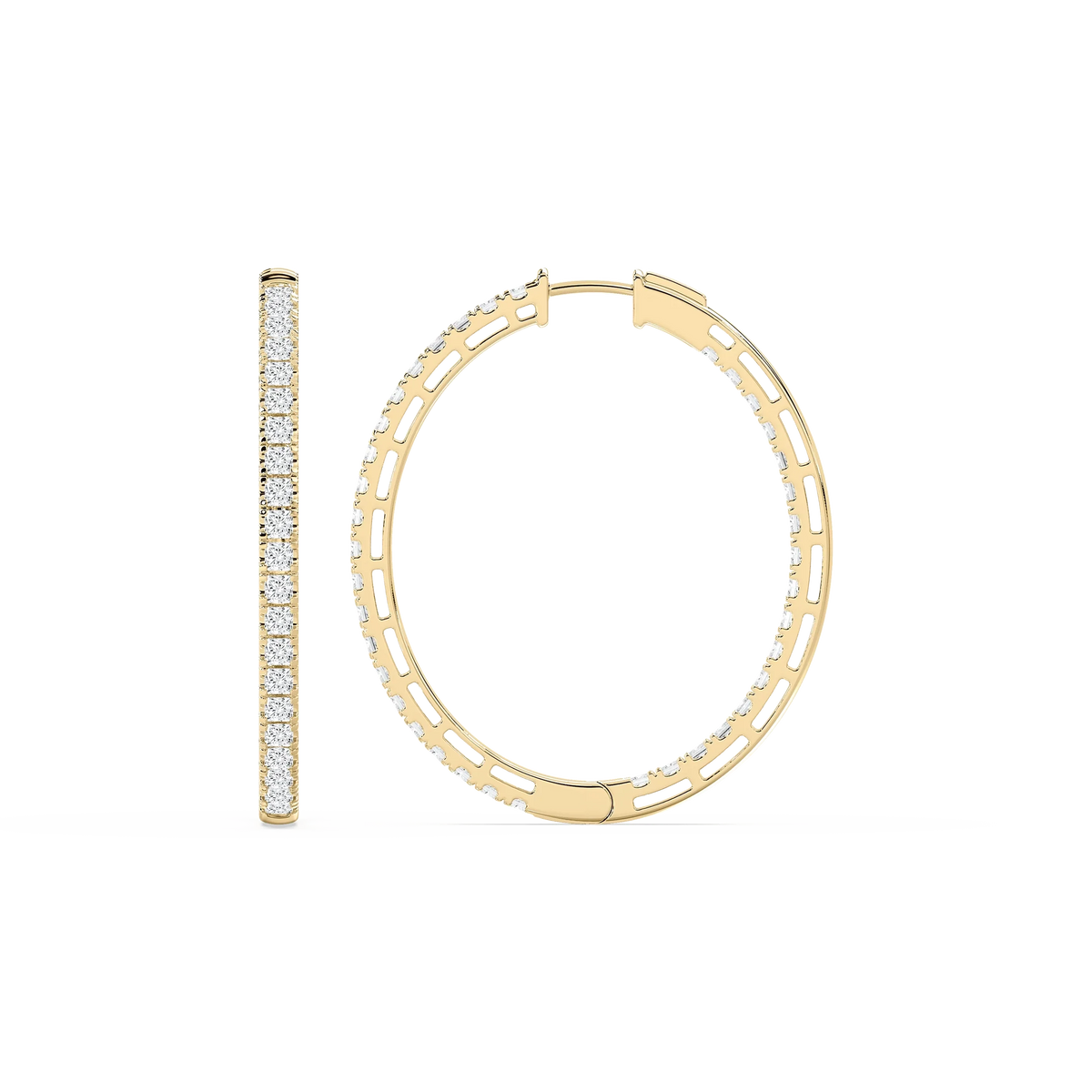 5 ⅓ ctw Princess LGD Pavé Hoop Earrings - 14K Yellow Gold / F-VS2