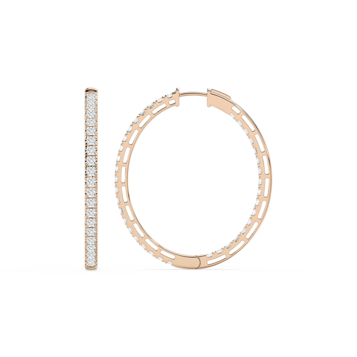 5 ⅓ ctw Princess LGD Pavé Hoop Earrings - 14K Rose Gold / F-VS2