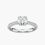 Quimby Round LGD Milgrain Tulip Side Stone Engagement Ring - Platinum