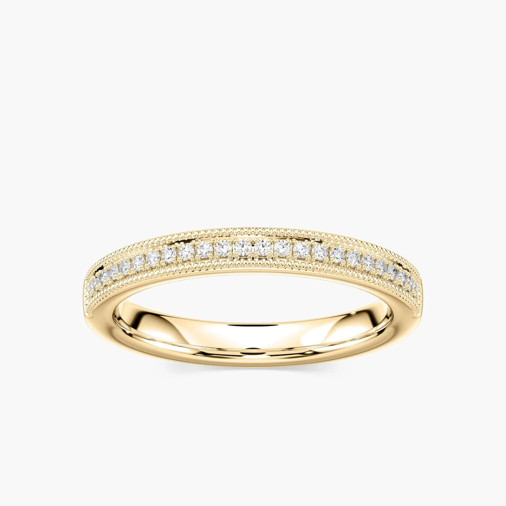 Quimby 1/5 ctw Round LGD Milgrain Wedding Band - 14K Yellow Gold