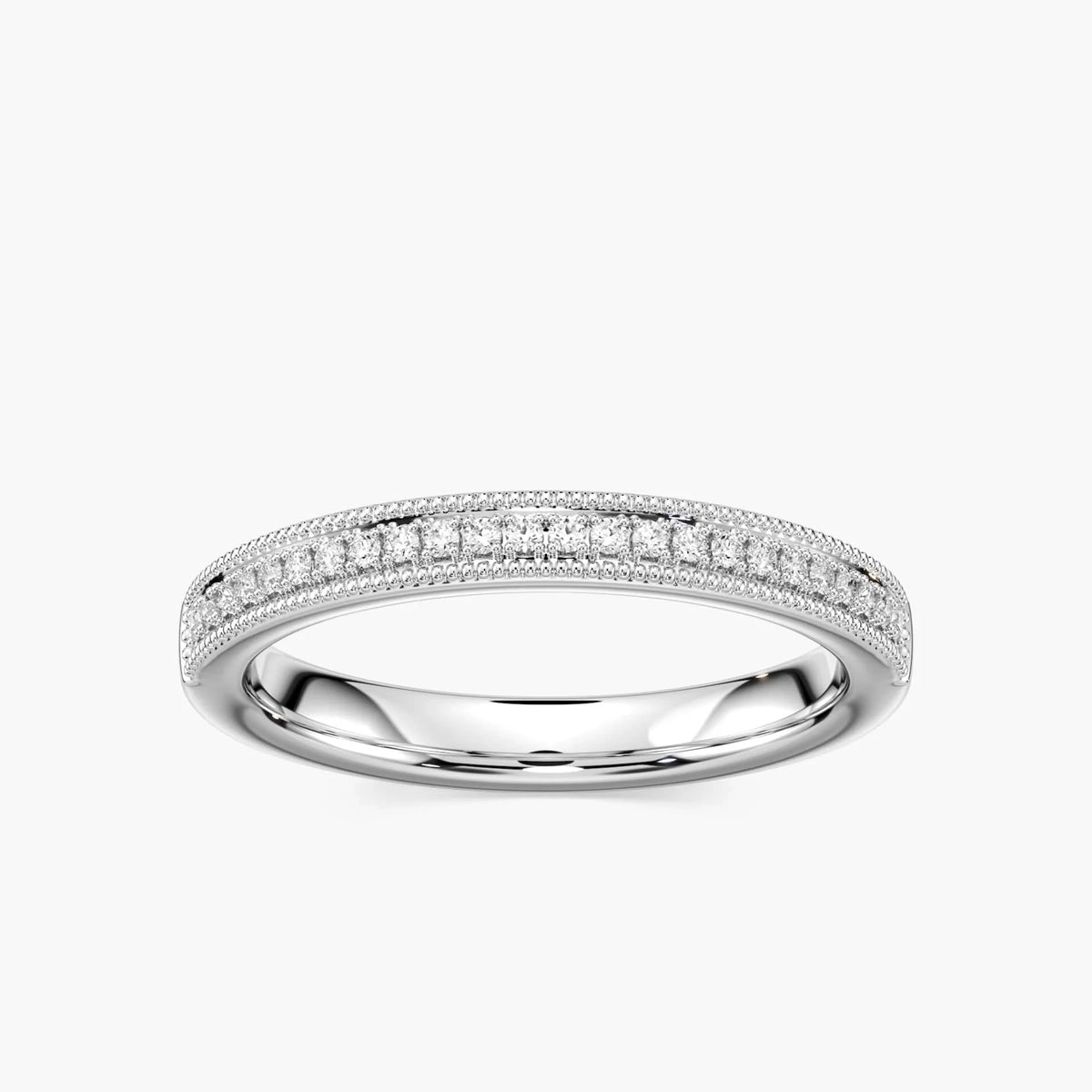 Quimby 1/5 ctw Round LGD Milgrain Wedding Band - Platinum