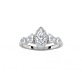 Quinn 1 ¹⁄₄ ctw Marquise LGD Textured Bezel Side Stone Promise Ring - 14K White Gold