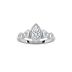 Quinn 1 ¹⁄₄ ctw Marquise LGD Textured Bezel Side Stone Promise Ring - 14K White Gold