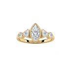 Quinn 1 ¹⁄₄ ctw Marquise LGD Textured Bezel Side Stone Promise Ring - 14K Yellow Gold