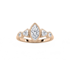 Quinn 1 ¹⁄₄ ctw Marquise LGD Textured Bezel Side Stone Promise Ring - 14K Rose Gold