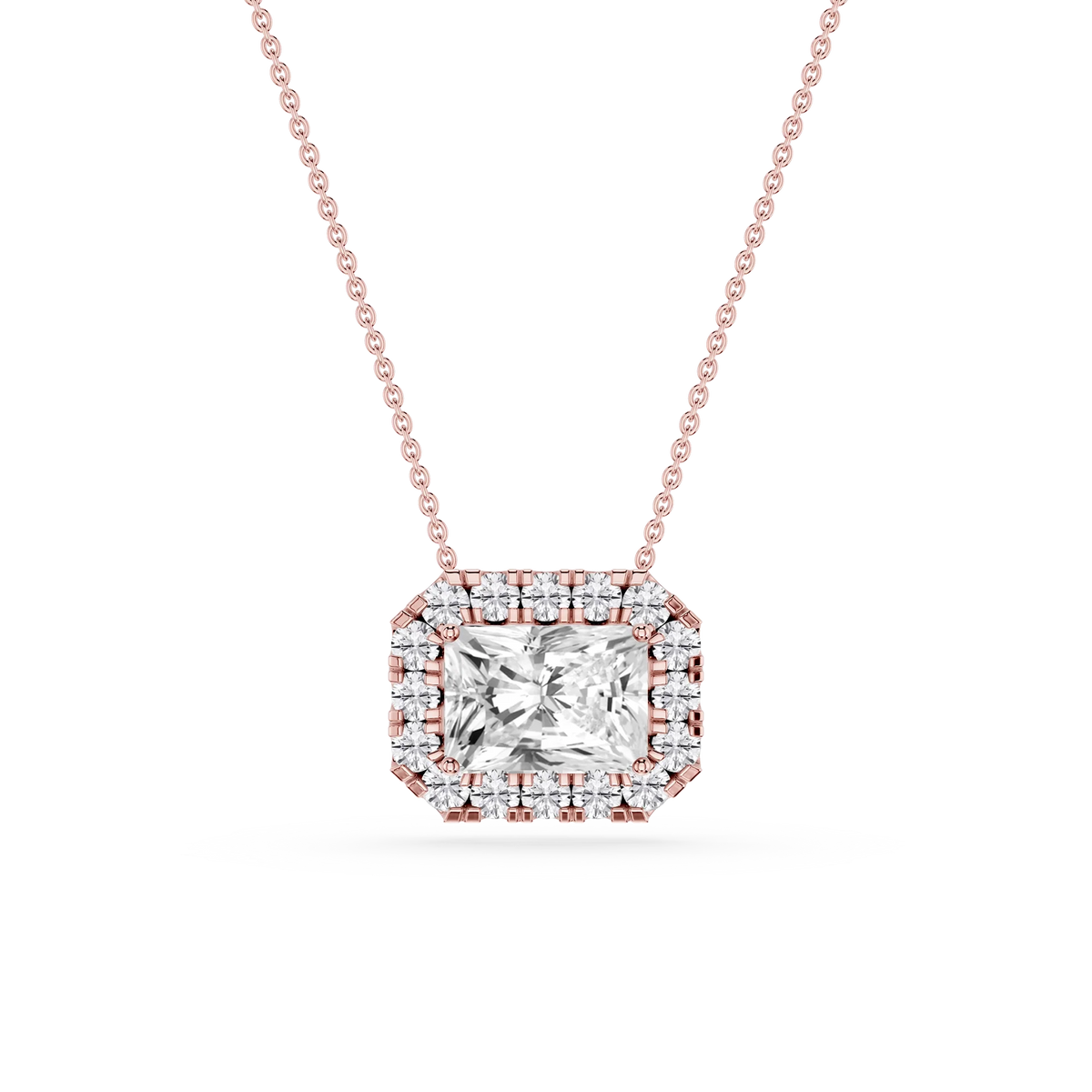 Radiant LGD East West Halo Slide Pendant - 16 to 18 Inches