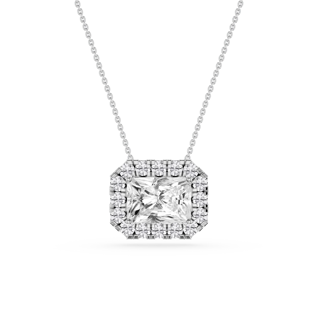 Radiant LGD East West Halo Slide Pendant - 16 to 18 Inches