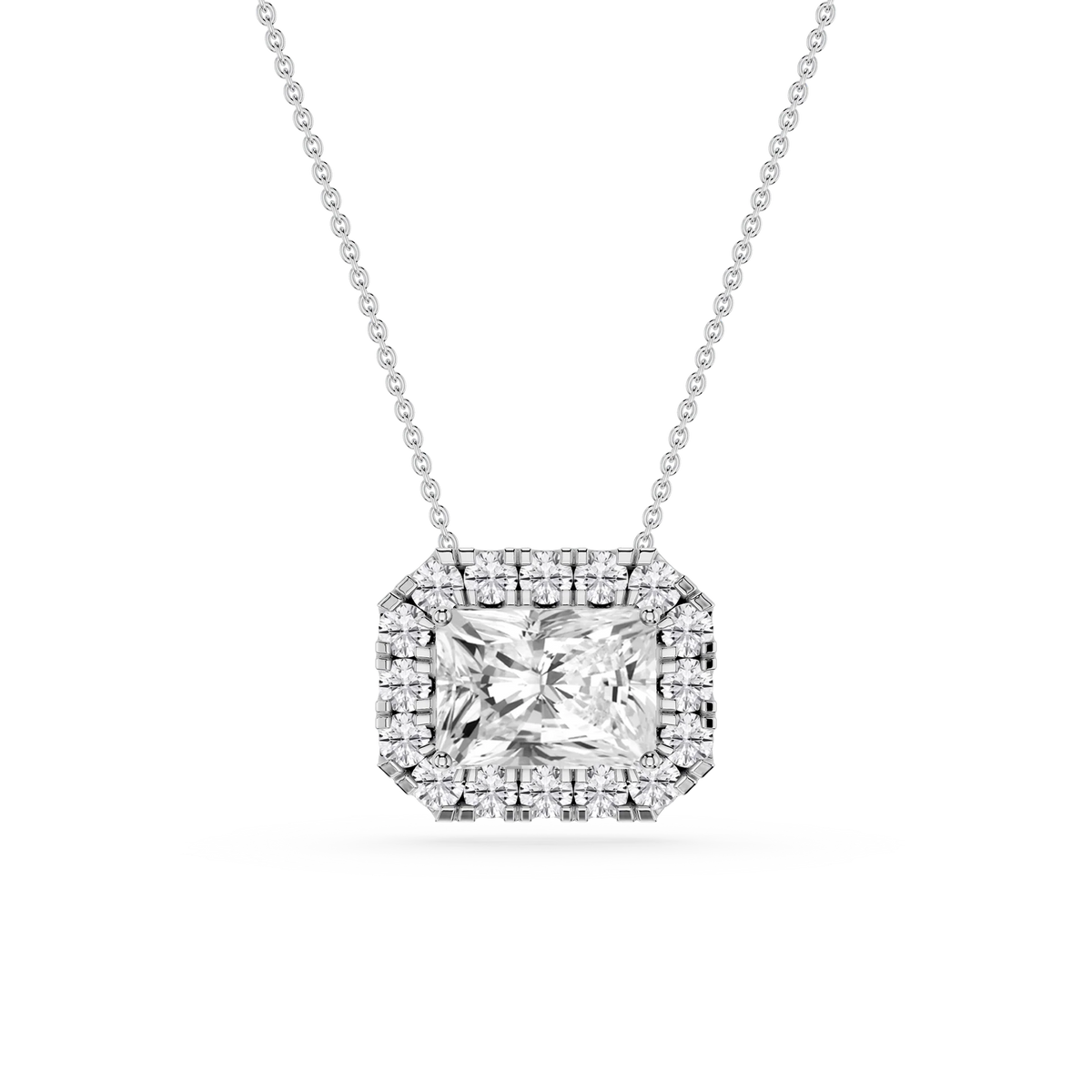 Radiant LGD East West Halo Slide Pendant - 16 to 18 Inches