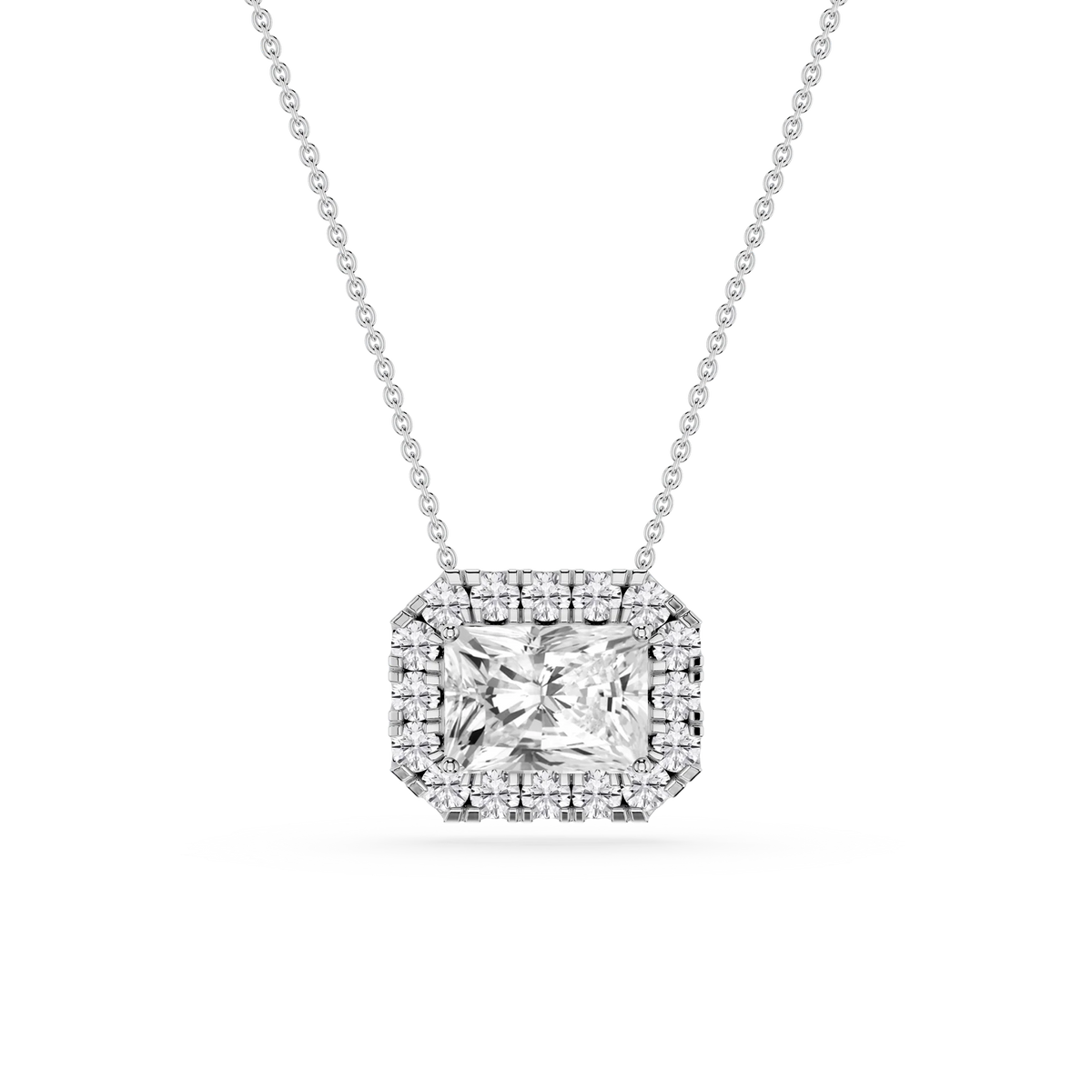 Radiant LGD East West Halo Slide Pendant - 16 to 18 Inches