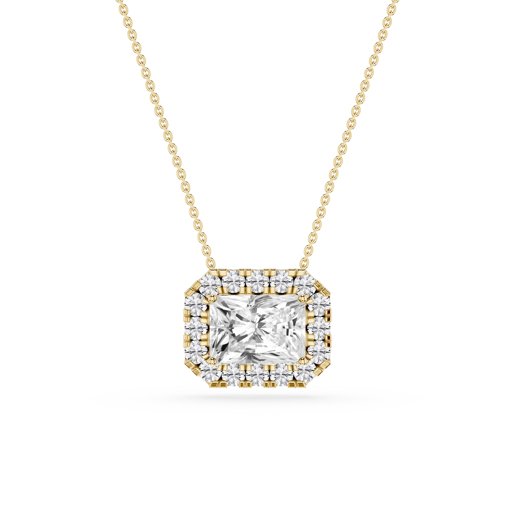 Radiant LGD East West Halo Slide Pendant - 16 to 18 Inches