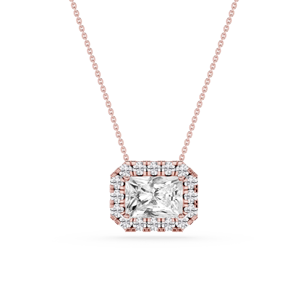 Radiant LGD East West Halo Slide Pendant - 16 to 18 Inches