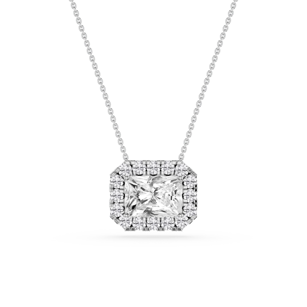 Radiant LGD East West Halo Slide Pendant - 16 to 18 Inches
