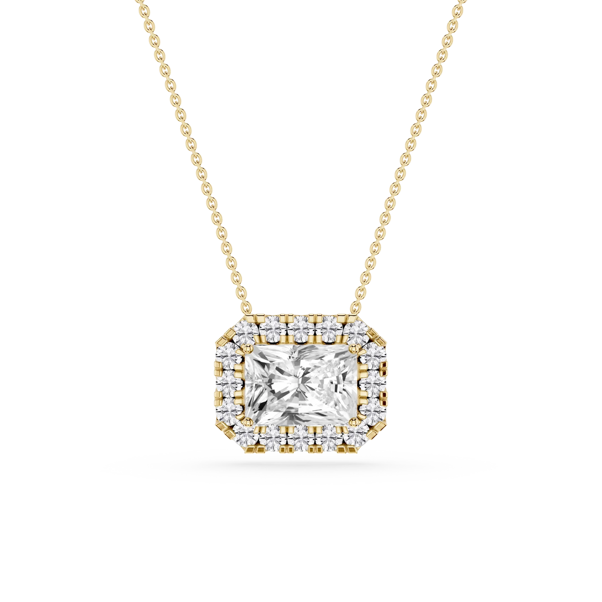 Radiant LGD East West Halo Slide Pendant - 16 to 18 Inches