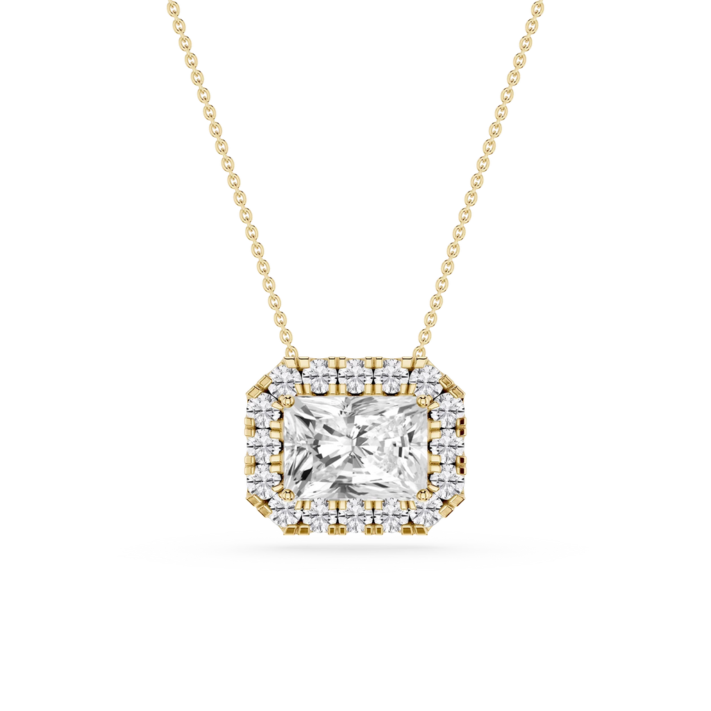 Radiant LGD East West Halo Slide Pendant - 16 to 18 Inches
