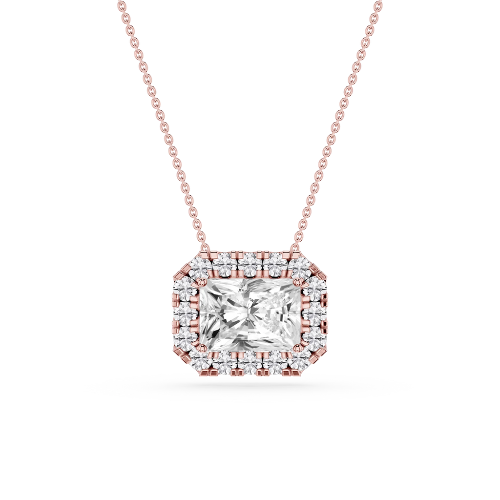 Radiant LGD East West Halo Slide Pendant - 16 to 18 Inches
